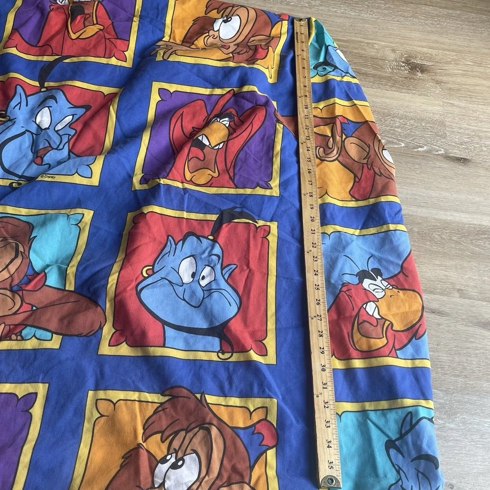 Vintage Aladdin Disney 3 Piece Twin Size Bed Set Fitted Flat Pillowcase 90's